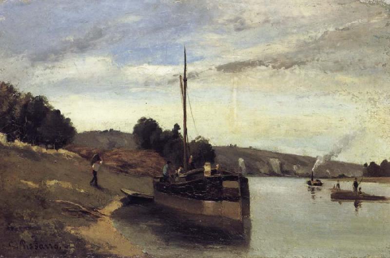 Camille Pissarro Barge on the Seine Peniche sur la Seine France oil painting art